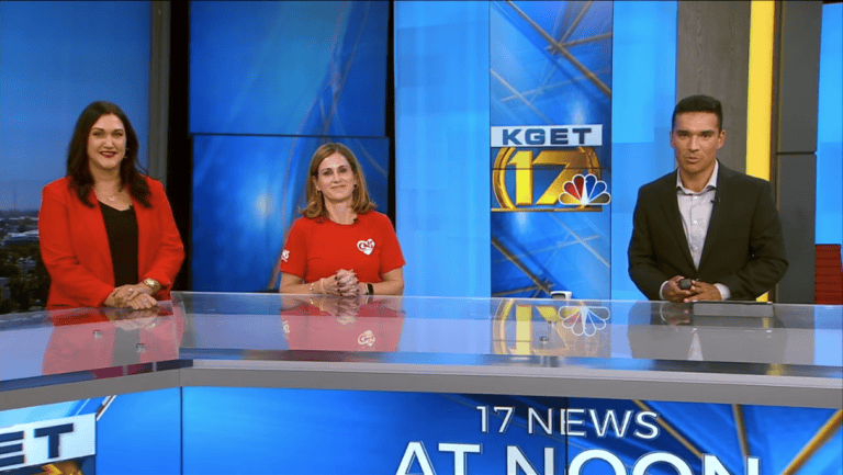 Lindsay Ashley on a television panel at KGET News Studio